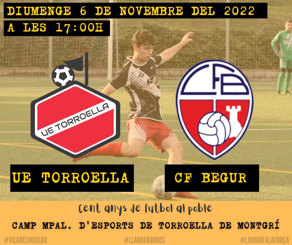 uetorroella's tweet photo. Diumenge (17h) ens visiten els veïns de @ClubFBegur !!🔴⚪️🔴
.
.
.
#lladreburros #viladelmeu❤️ #celebremho #somtorroella #somesport https://t.co/H6n0dPaDb5