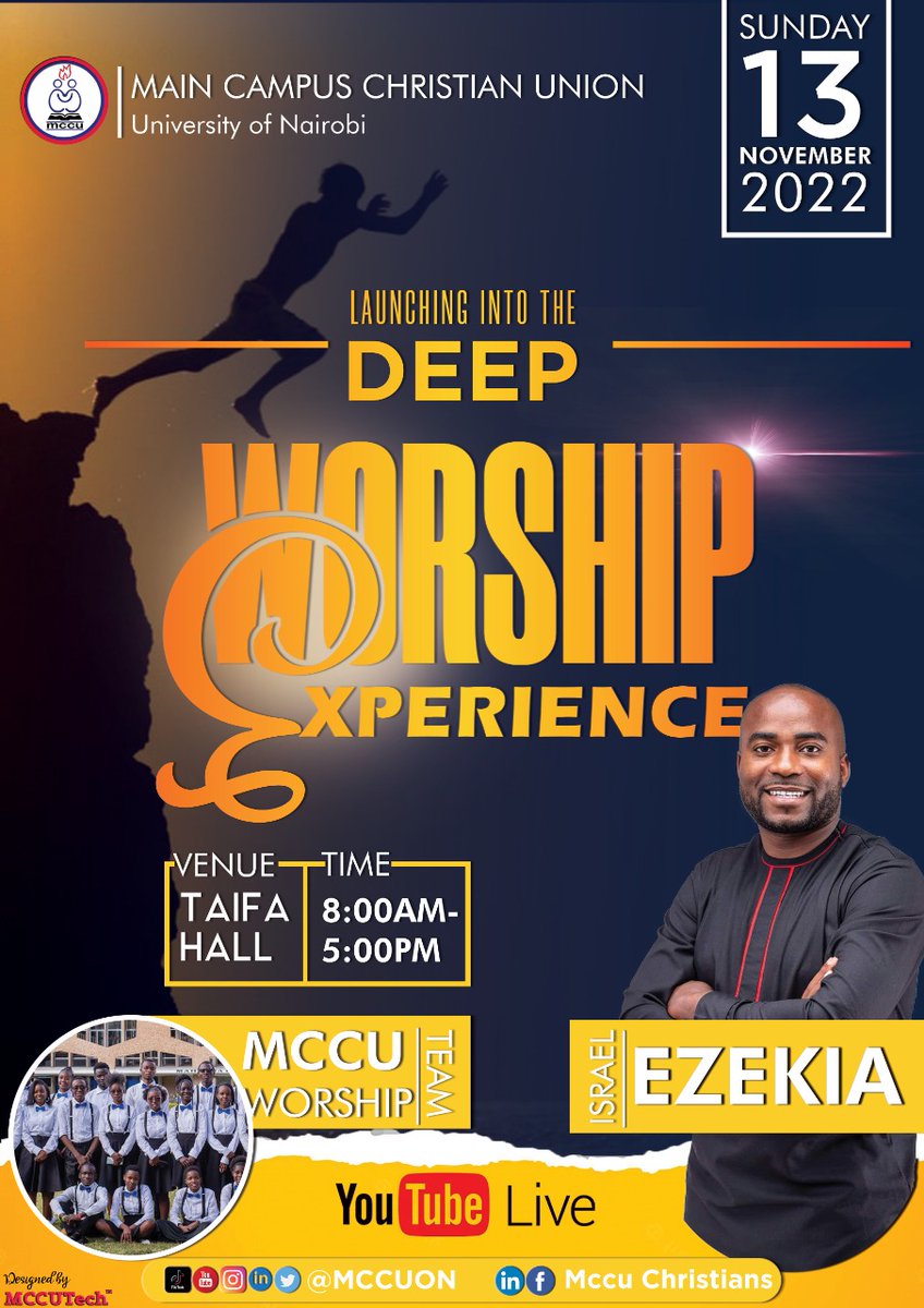 MCCUON's tweet photo. Counting down to the #LaunchingIntoTheDeep Worship Experience.
Are you excited as we are ??? πππ
Tag 3 of your friends in the comments who you're coming along with ππ
@israelezekia
@uonbi https://t.co/RHzEcIZkn8