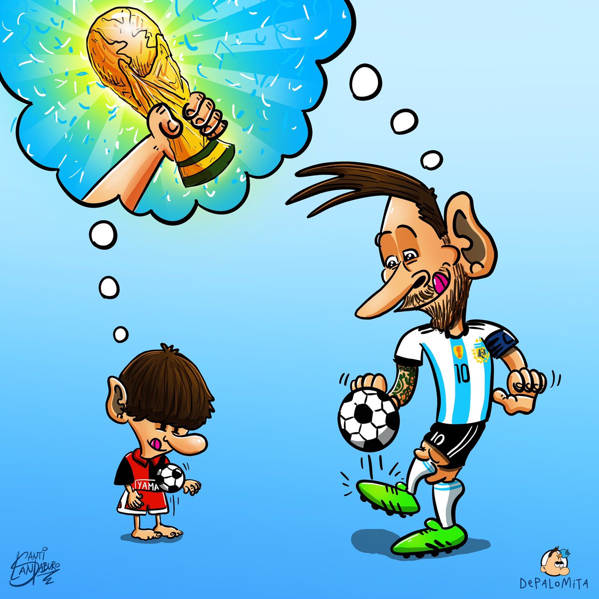 DepalomitaOk's tweet photo. El sueño de siempre
#FIFADreamContest
#depalomita #believeinyourdreams #fifaworldcupqatar2022 #worldcup #qatar2022 #fifa #football #futbol #caricatura #ilustracion #artedigital #footballcartoons https://t.co/kXymF1WL9G
