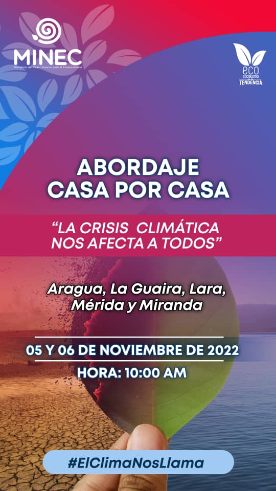 InparquesVzla's tweet photo. 🔴#Atencion Venezuela este 05 y 06 de Noviembre en los estados La Guaira, Miranda, Lara, Aragua y Mérida💚 estaremos Casa por casa debido a la Crisis Climática que estamos presentando.📌👩🏻‍🚒 

"La Crisis Climática nos afecta a todos"

#TrabajoConjuntoYSeguro 

@JosueLorcaV https://t.co/OmJQIUYEFY