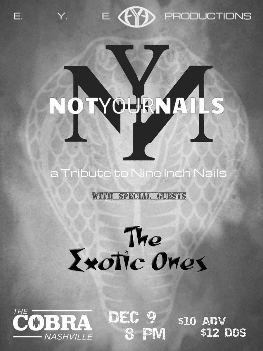 See you in December! We will take a little bit of a Hiatus at the beginning of the year, hope you're able to come out and enjoy our return to <a href="/CobraNashville/">TheCobraNashville</a>