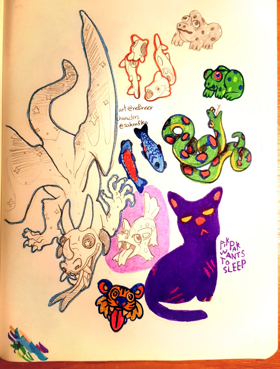 Nefineer's tweet photo. Never too late to start eh...
Here's some recent doodles of @sakrafka 's fun little characters and charm designs. If you haven't yet, make sure to give 'em a follow <3 https://t.co/rwZdTgfkJo
