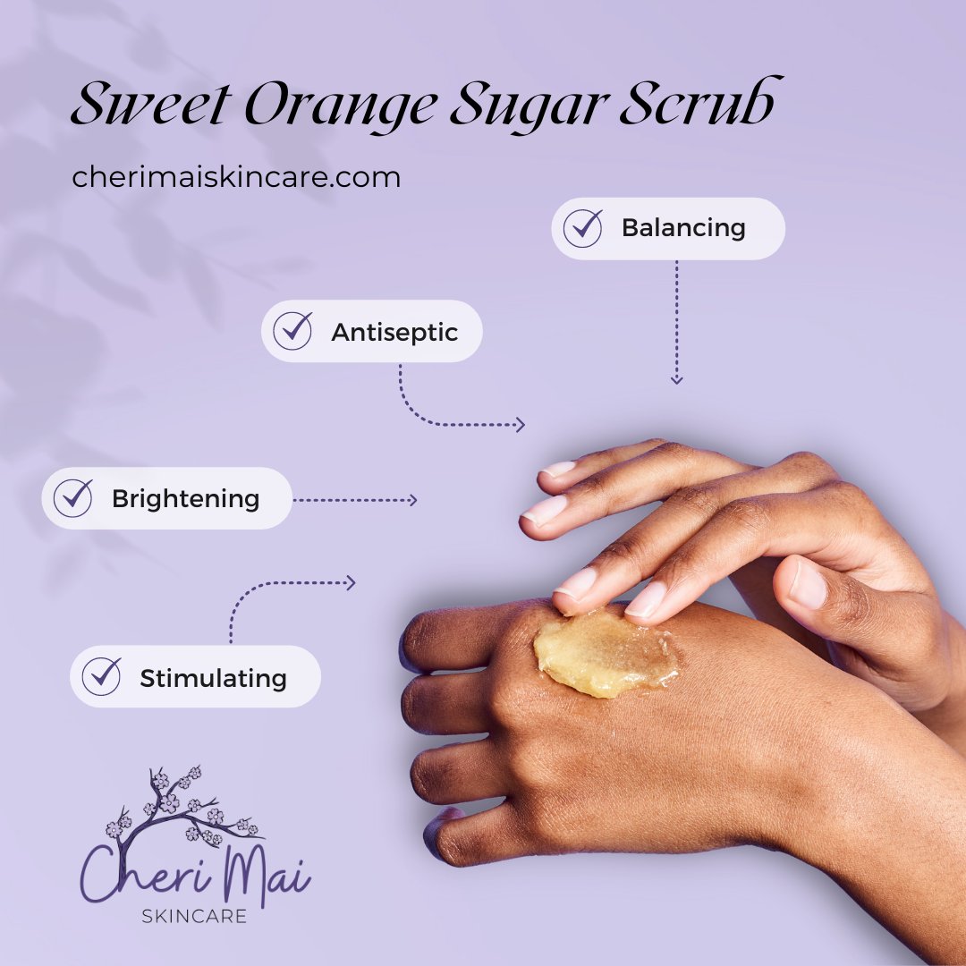 cherimaiskin's tweet photo. 😋 This sugar scrub is great for those with oily, blemish-prone, dull, and hyperpigmentation skin conditions, as it will remove dead cells that clog pores and cause blemishes. 

We bring you Sweet Orange Sugar Scrub. 

 https://t.co/HXLqgxXL1I

#cherimaiskincare https://t.co/i70wfnmizp