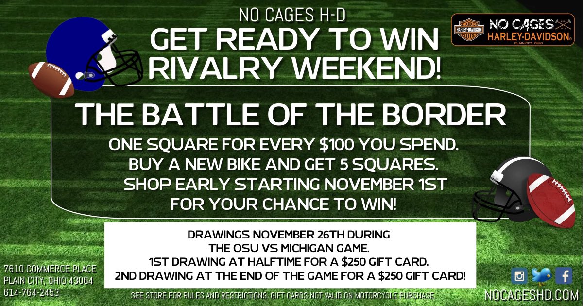 Earn your squares and be entered for your chance to win! They fill up fast so don’t wait! Start your holiday shopping today! 🏈🏟