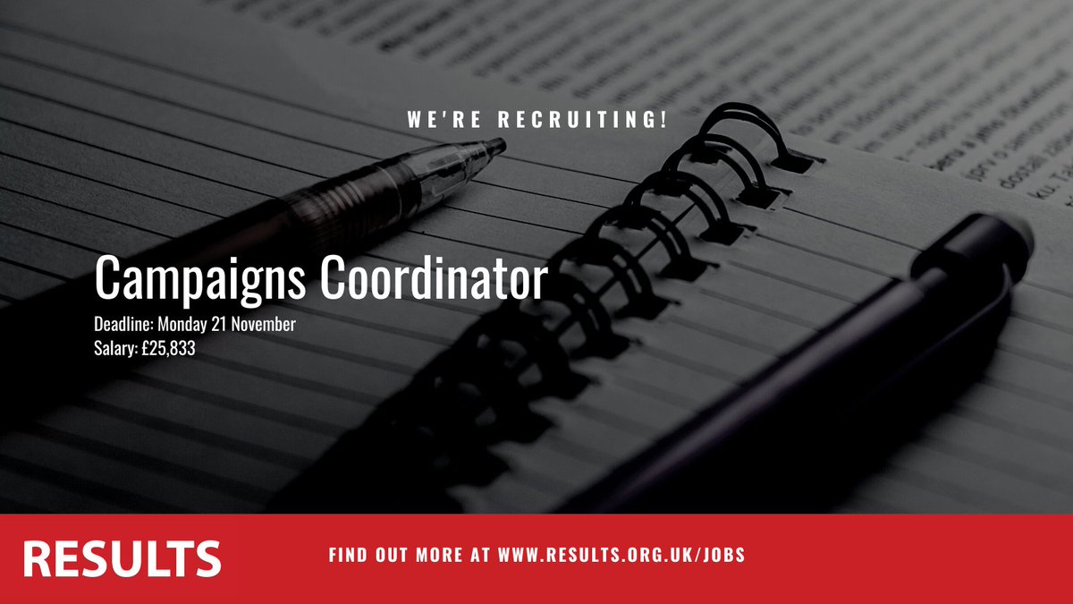 We're looking for our next Campaigns Coordinator! This is an entry-level role for someone with a passion for campaigning and international development. You'll gain comms, project management and advocacy + campaigning skills. 

📆 Deadline: 21 November 

results.org.uk/jobs/campaigns…