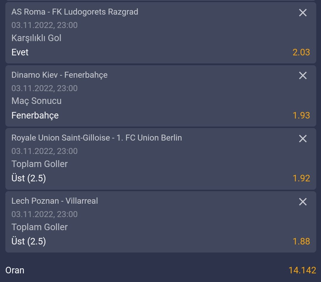 UEFA &amp; KONFERANS LİGİ KUPONLARİMİZ
🕚23:00🕚 Seansı için kuponumuz
bit.ly/KareasW