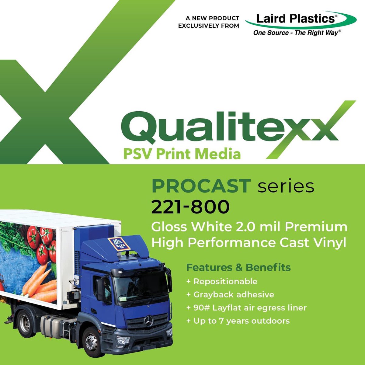 Laird_Plastics's tweet photo. #NewProduct ALERT!! 🚨

Qualitexx PROCAST 221-800 is a gloss white 2.0 mil #premium high performance cast #vinyl designed to elevate your #graphics! It has stand out features and benefits compared to the competition. ⬇️⬇️⬇️

This new product is #EXCLUSIVELY FROM #LairdPlastics! https://t.co/7i3Y5fKqpo