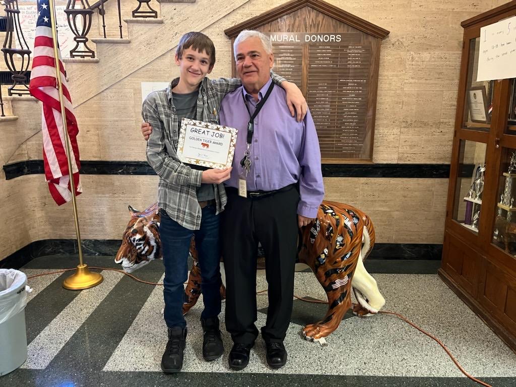 Congratulations to Alex Howard on being awarded the Golden Tiger Award @ Mexico High School.