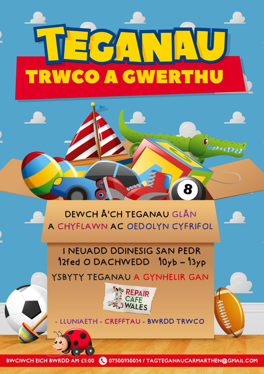 Trwco a Gwerthu Teganau 🪀🎲🧩

Eisiau cyfnewid eich teganau? Fancy swopping your toys? 

Archebwch bwrdd nawr 👇 Book your table now

📧tagteganaucarmarthen@gmail.com