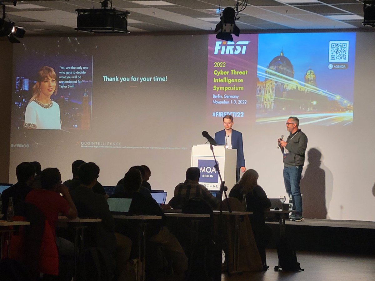 _John_Doyle's tweet image. Well done, @Lawsecnet, that was an excellent talk about CTI support to IR. Taylor Swift would be proud! #FIRSTdotORG #FIRST22