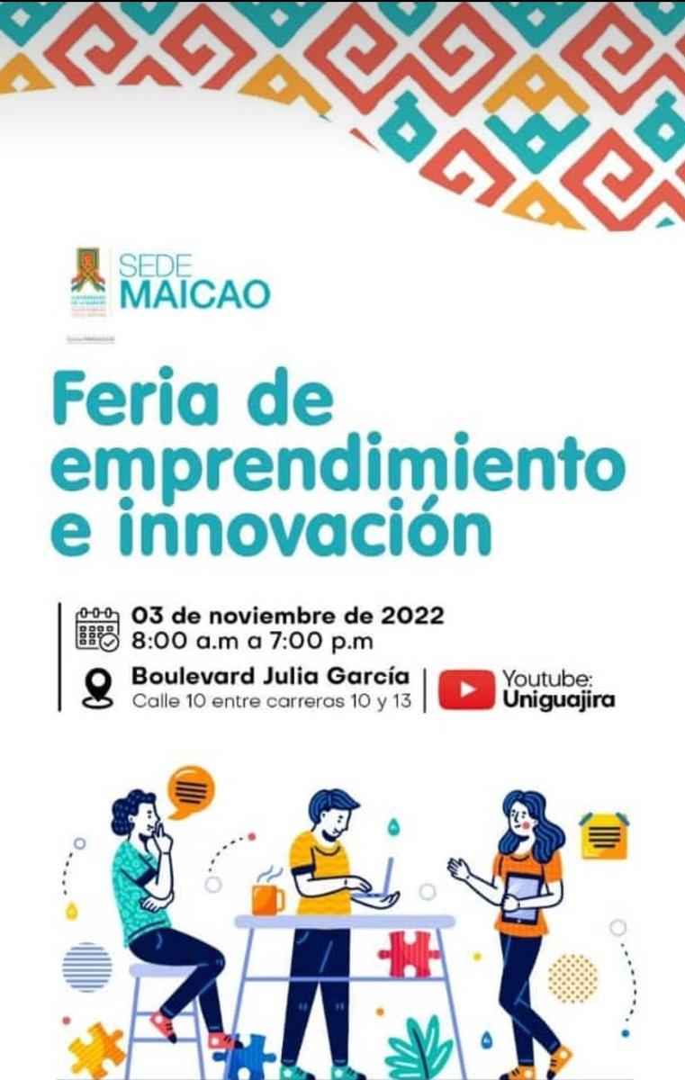 oneidaarpush1's tweet photo. Quieres conocer sobre África? Te invitamos a participar de #FeriaDeEmprendimientoEInnovación organizada por#UniGuajiraMaicao el día de hoy 03 de noviembre en el #BoulevardJuliaGarcía https://t.co/4kw95Wd4h6
