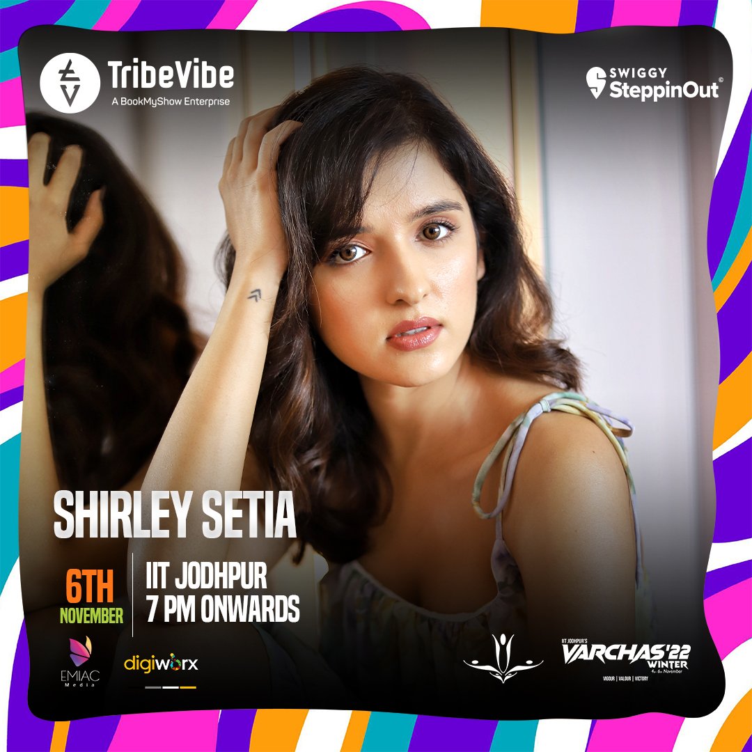 TribeVibeLive's tweet photo. TribeVibe in collaboration with @SteppinOutIndia presents yet another spectacular evening with @ShirleySetia
Her enchanting presence will keep you hooked at @iitjodhpur's #varchas fest on 6th November, 7 pm onwards
#emiacmedia
@thedigiworx
@shovenshah
#Tribevibe https://t.co/0tdjQ18mKa
