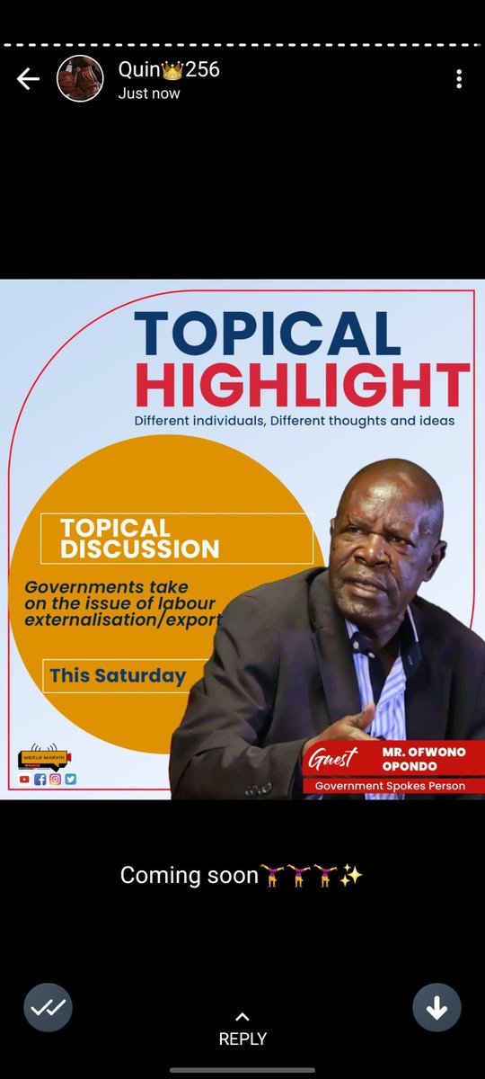 This Saturday on the TOPICAL HIGHLIGHT we shall be talking about Labour externalisation/export with Mr. @OfwonoOpondo the Government Spokes Person ...(Let's get the government side on the issue )
