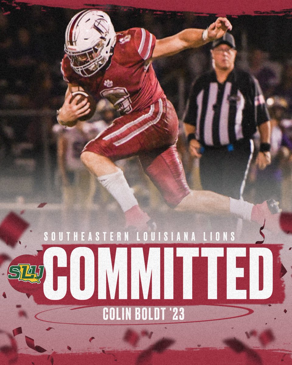 Dunham Athletics (@dunhamathletics) on Twitter photo 🚨 COMMITMENT ALERT 🚨
Congratulations to Colin Boldt '23 on his commitment to play football for Southeastern Louisiana University‼️
<a href="/LionUpFootball/">Southeastern Football</a> is getting a FIERCE player in <a href="/boldt_colin/">Colin Boldt</a> 🦁
#GoTigers #LionUp #ChooseDunham 🚨 COMMITMENT ALERT 🚨
Congratulations to Colin Boldt '23 on his commitment to play football for Southeastern Louisiana University‼️
<a href="/LionUpFootball/">Southeastern Football</a> is getting a FIERCE player in <a href="/boldt_colin/">Colin Boldt</a> 🦁
#GoTigers #LionUp #ChooseDunham