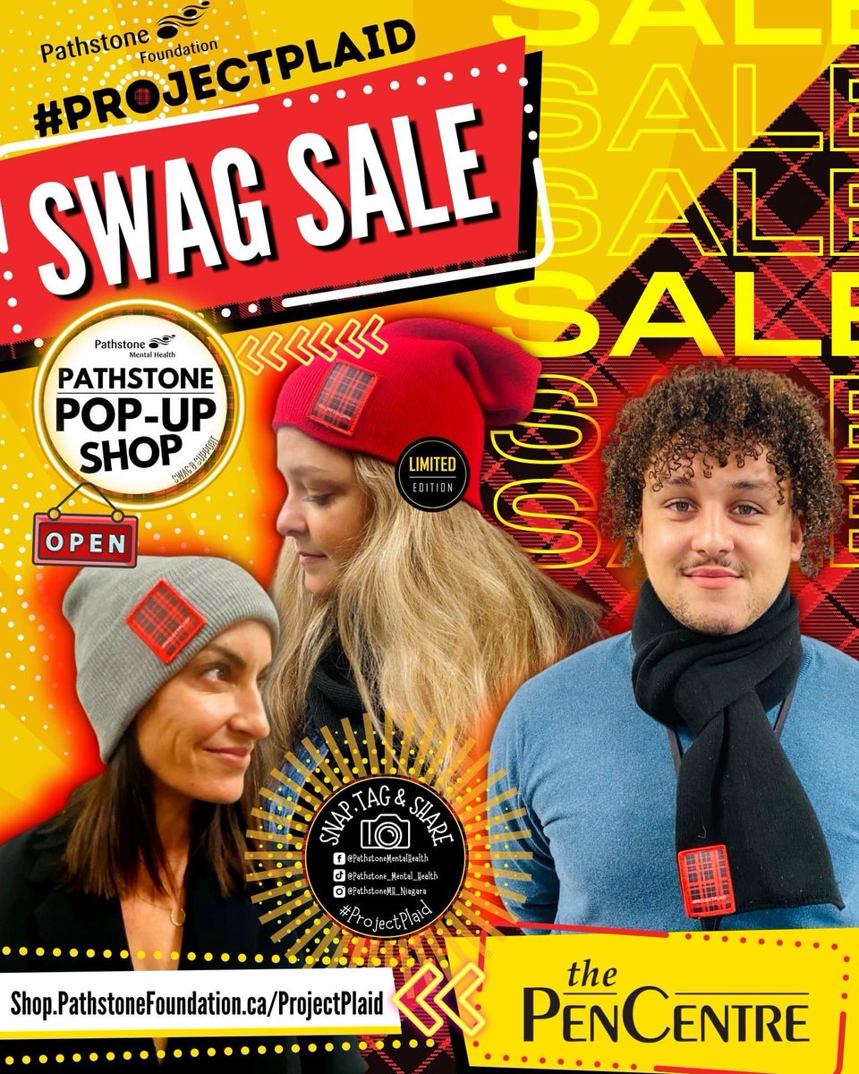 November is PLAID Month - Join the #ProjectPlaid Movement. 'Pop' into Pathstone's NEW Pop-Up Shop at <a href="/thepencentre/">thepencentre</a> grab your swag &amp; PILE on the PLAID this month. 100% of the proceeds support the work we do with kids struggling with mental health. We got you Niagara!