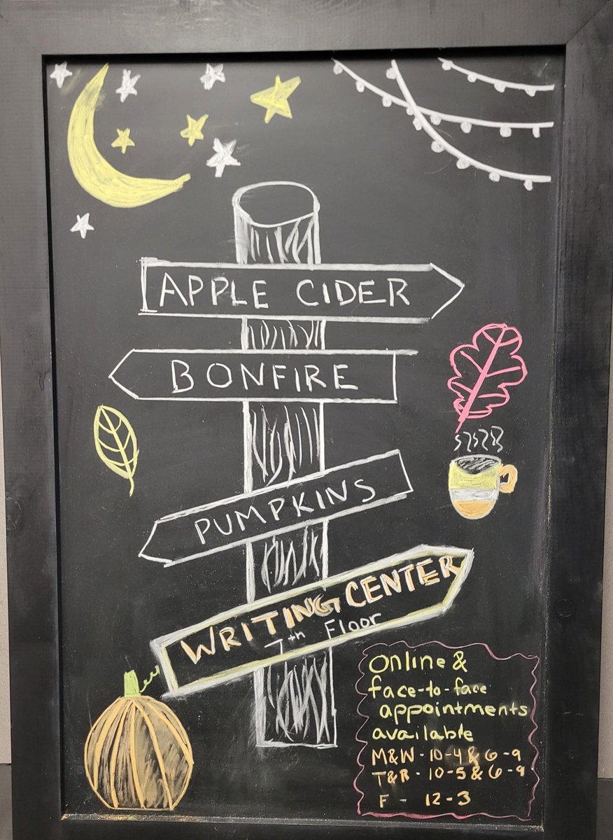 UofSCWritingCtr's tweet photo. Claire, one of the Writing Center's assistant directors, makes amazing boards for us!

Is it even fall if you don't go to the Writing Center at least once? At least come for the amazing fall view of the Horseshoe! https://t.co/edrkf2q19t