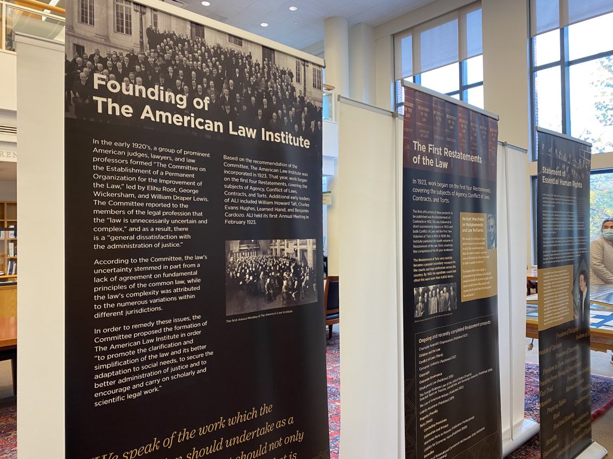 Exhibit celebrating <a href="/pennlaw/">University of Pennsylvania Carey Law School</a>'s contribution to the American Law Institute’s first century is now on view at the Biddle Law Library. Learn more about the Law School’s important role in the development of the ALI 🔗bit.ly/3te7pQx #penncareylaw #pennlaw #ALI