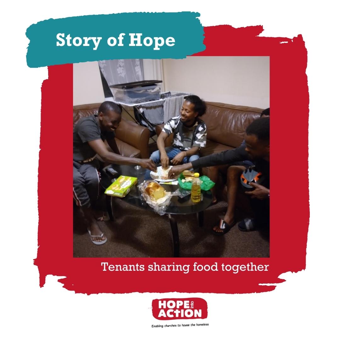 Refugee tenants in one of our HIA houses enjoying sharing food together. “Sharing food sharing love” they said. Our refugees do a lot of cooking and are always insisting on sharing. 

#homelessness #changinglives #makinghomelessnesshistory #hopeintoaction