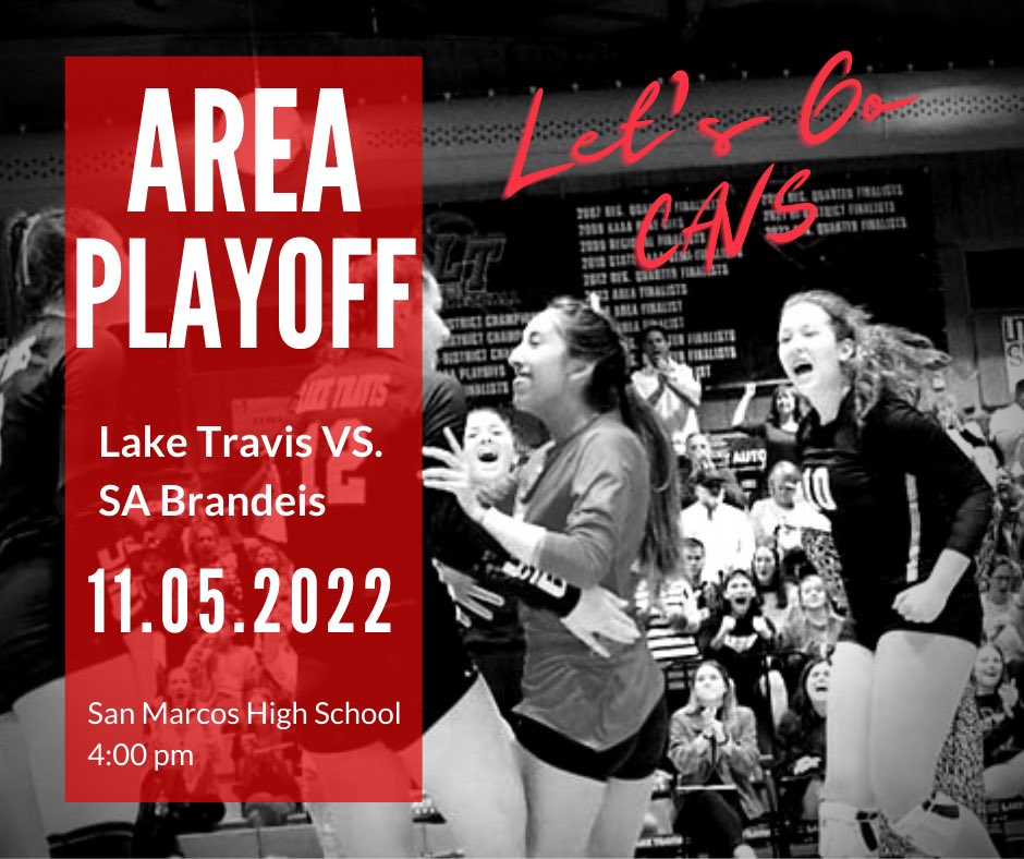 ltvolleyball's tweet photo. Area Playoff Match
@ltvolleyball vs SA Brandeis 
📅 11.5.22 | Saturday
⏰ 4:00 PM
📍 San Marcos HS https://t.co/TcO8m4VvPT