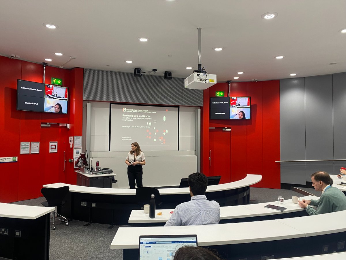 Our brilliant PhD candidate <a href="/alexa_segal/">Alexa Segal</a> has presented her work at the internal <a href="/ImperialBiz/">Imperial Business School</a> EPP seminar series. She presented her paper about parenting styles and childhood obesity, co-authored by Prof. <a href="/mmiraldo/">Professor Marisa Miraldo</a> and Dr <a href="/LauredePreux/">Dr Laure de Preux</a>. 👨‍👩‍👧‍👧🍎