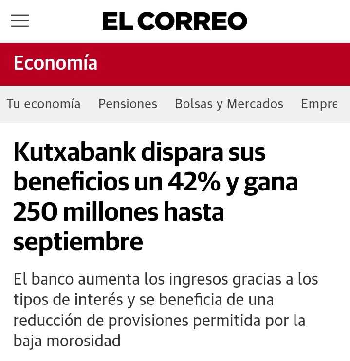 🚨 Hoy <a href="/Kutxabank/">Kutxabank</a> ha desahuciado, SIN ALTERNATIVA HABITACIONAL, a una familia en Arabella (Bilbo). Han cerrado el piso con puerta anti-okupa y robado a la familia todas sus pertenencias.

Estos mercaderes de la muerte este año han aumentado sus ganancias de un 42% (250 millones).