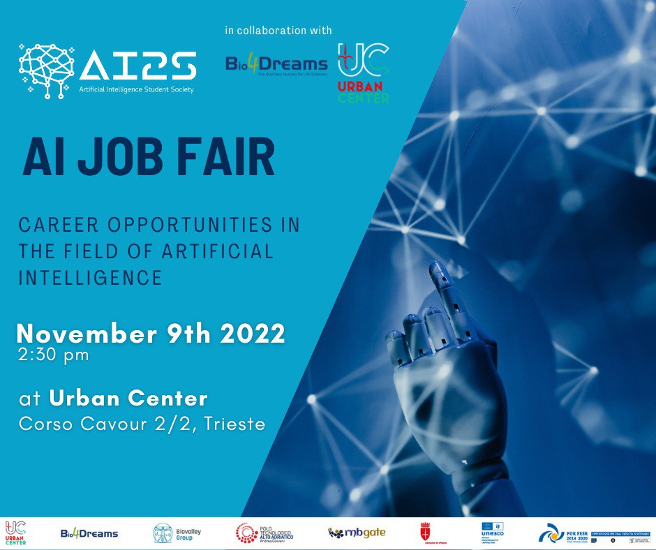 Interested in #internship or #career opportunities in the fields of #ArtificialIntelligence and other cutting-edge #technologies? We are ready to kick-off the social year with the 2nd edition of our #JobFair! See you there! 👋 🌐 More info: ai2s.it/events/ai2s-jo…