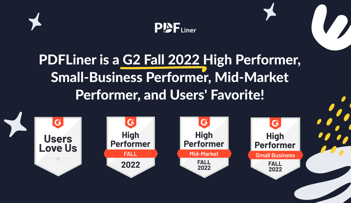 pdfliner's tweet photo. β
High Performer π
β
High Performer #SmallBusiness π
β
High Performer Mid-Market π
β
Users Love Us π
#Reviews #pdf #G2 #G2Fall #G22022
@G2CrowdReviews @G2dotcom
https://t.co/ymaAtsuhTx https://t.co/NQvwWglKwd