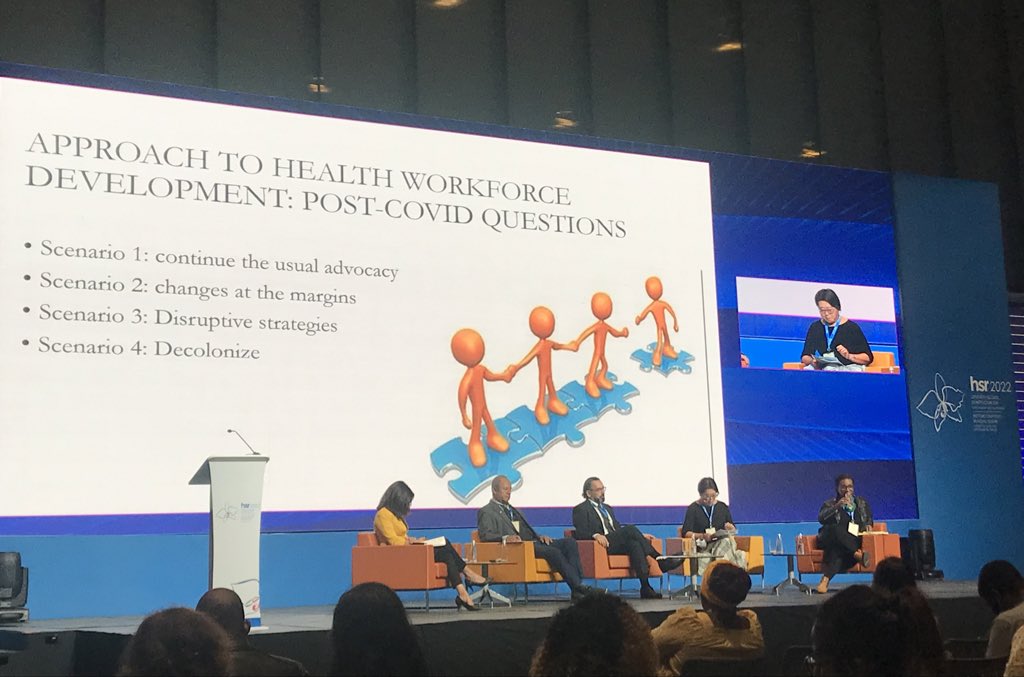 jessicashearer's tweet photo. What is a fit for purpose health workforce? The equity question is at the center. How can we redesign health around people, family, and communities? Do we return to the status quo or can we transform? - great comments by Dr Lin #HSR2022 https://t.co/UTrXq6gKTF