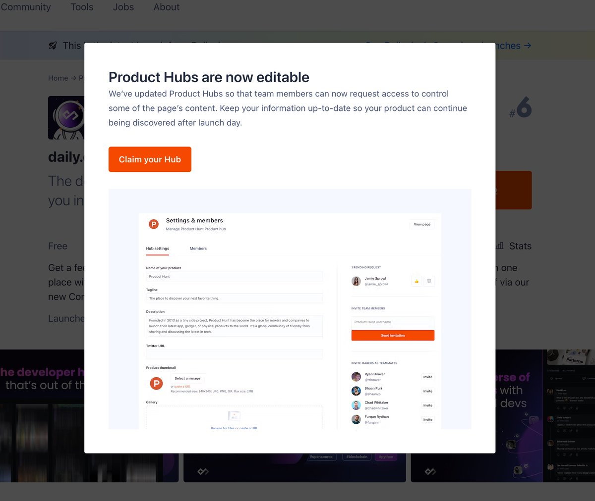 Another big move forward for managing products and teams on <a href="/ProductHunt/">Product Hunt 😸</a>! Great work by <a href="/syswarren/">Julie</a> and team 🙌