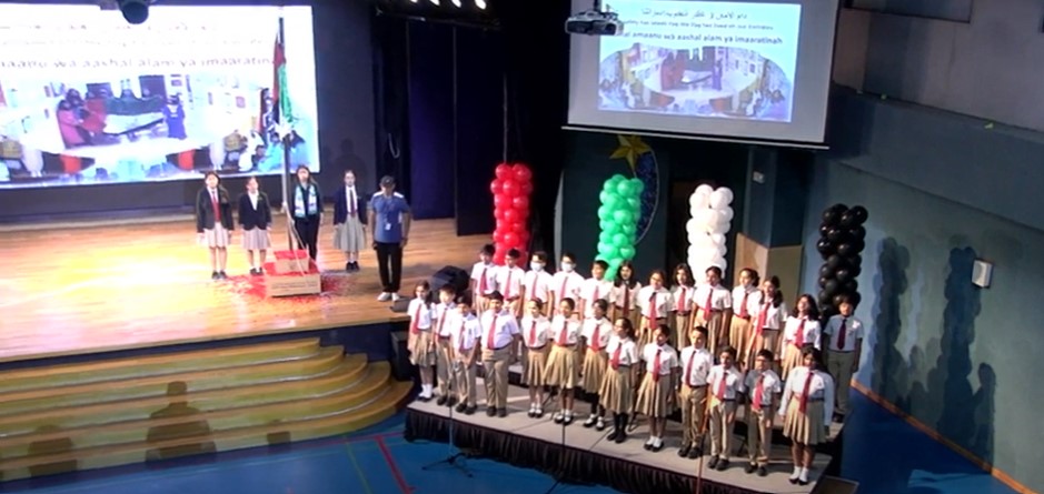 Happy UAE flag day, Today is a day created to spread awareness about the beautiful flag of UAE, first designed in 1971! It is a simple yet meaningful flag as each color represents a specific trait. Our school celebrated this memorable day by hoisting the UAE flag.🇦🇪