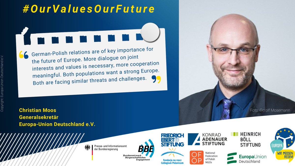 EUD_Dialog's tweet photo. On 29.11. our digital English-speaking 🇩🇪-🇵🇱 dialogue about the future of 🇪🇺 will take place. @ChristianMoos has already positioned himself. Do you share this view or have a different opinion?
👉Join the discussion and register here: https://t.co/7mnQ0H1jzM
#OurValuesOurFuture https://t.co/26T5b6RKeW