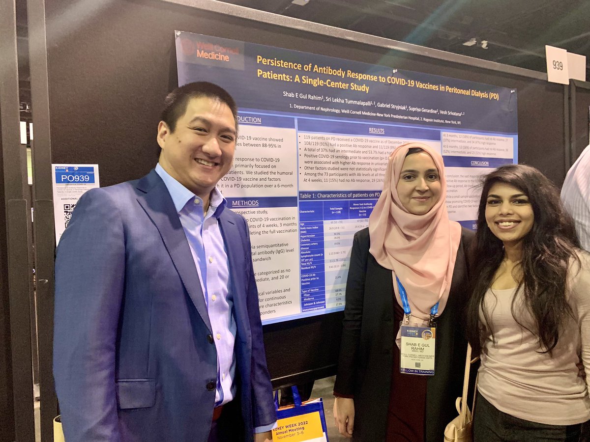 hameedatkhan's tweet photo. Come catch us at #939 #covidvacinPD #KidneyWk #NephTwitter #ASN #weillcornellNeph @shabegul https://t.co/sgKG1R0LPK