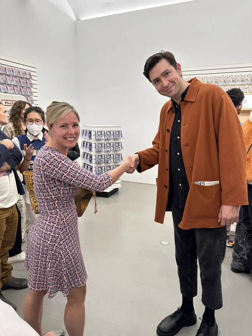 Me shaking hands with Greg from Succession