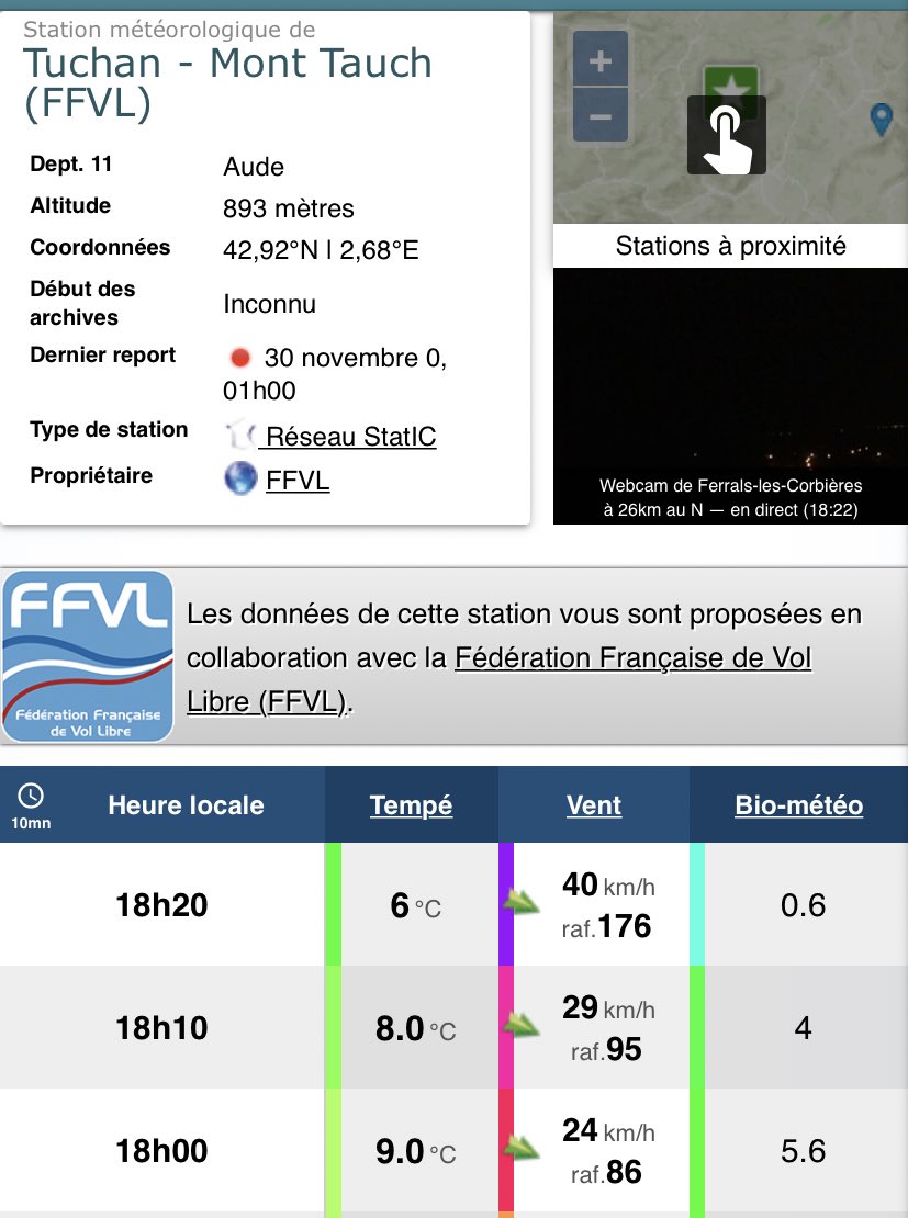 MeteoRoussillo1's tweet photo. 🔴 FLASH: 176 km/h au Mont Tauch sous le front froid ! Valeur provisoire !⚠️ https://t.co/xUYGlFu4el