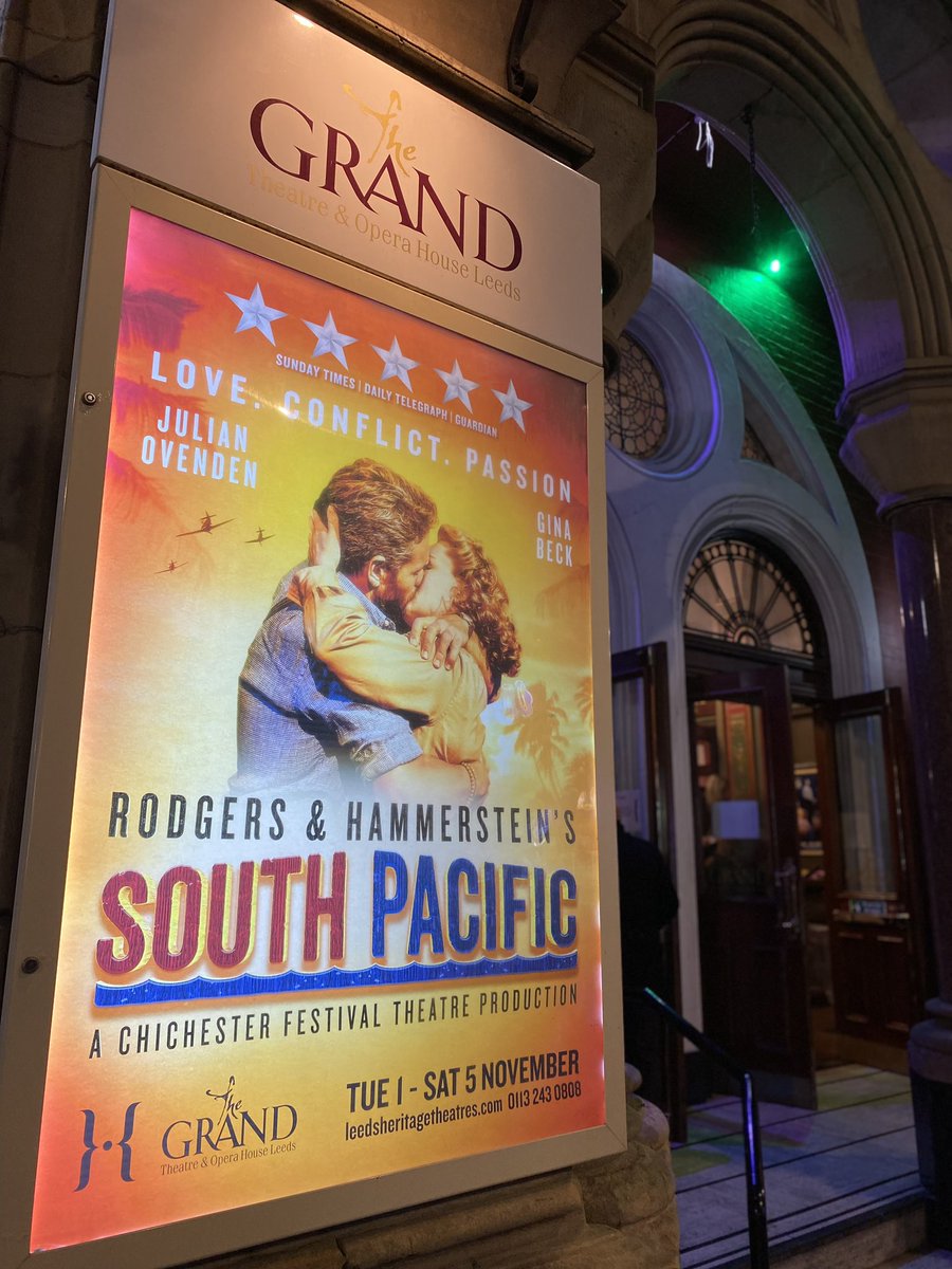 I am very very fortunate to have seen quite a number of shows <a href="/GrandTheatreLS1/">Leeds Grand Theatre</a> but, wow, Julian Ovenden’s haunting ‘This Nearly Was Mine’ <a href="/southpacshow/">South Pacific</a> was truly something special. Beautiful.
