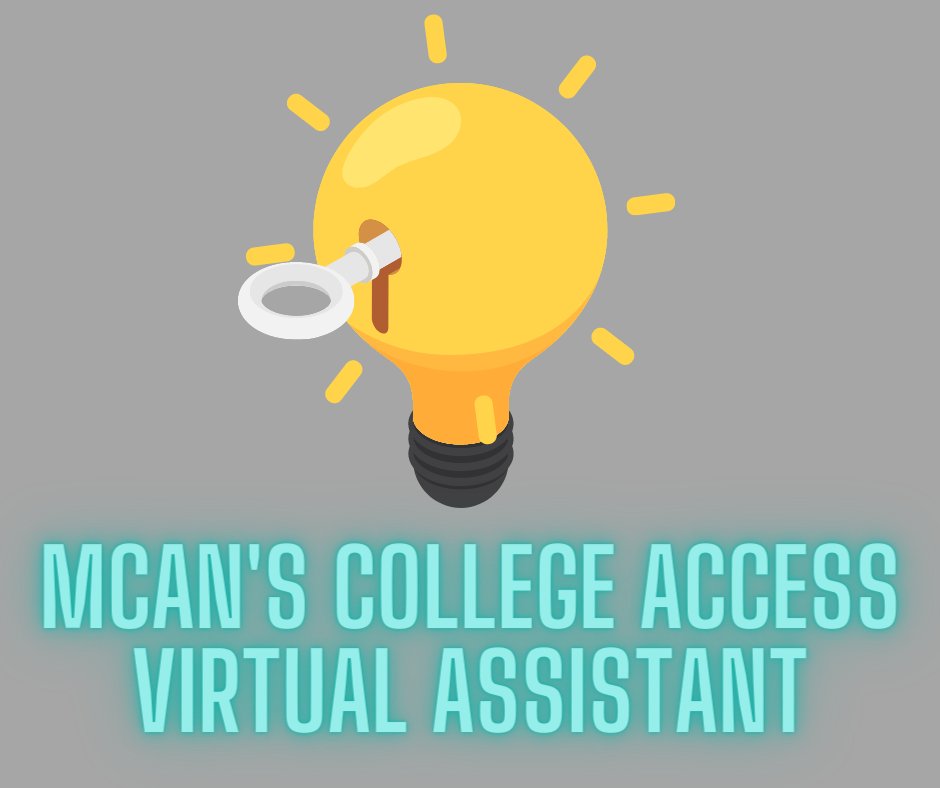 MCAN's College Access Virtual Assistant, or CAVA, is ready to support the class of 2023! Conversations are interactive and responsive, with questions answered 24/7, in real time. 
CAVA: conta.cc/3zK77nV 

Seniors: ACCF Scholarships will be open December 19, 2022!