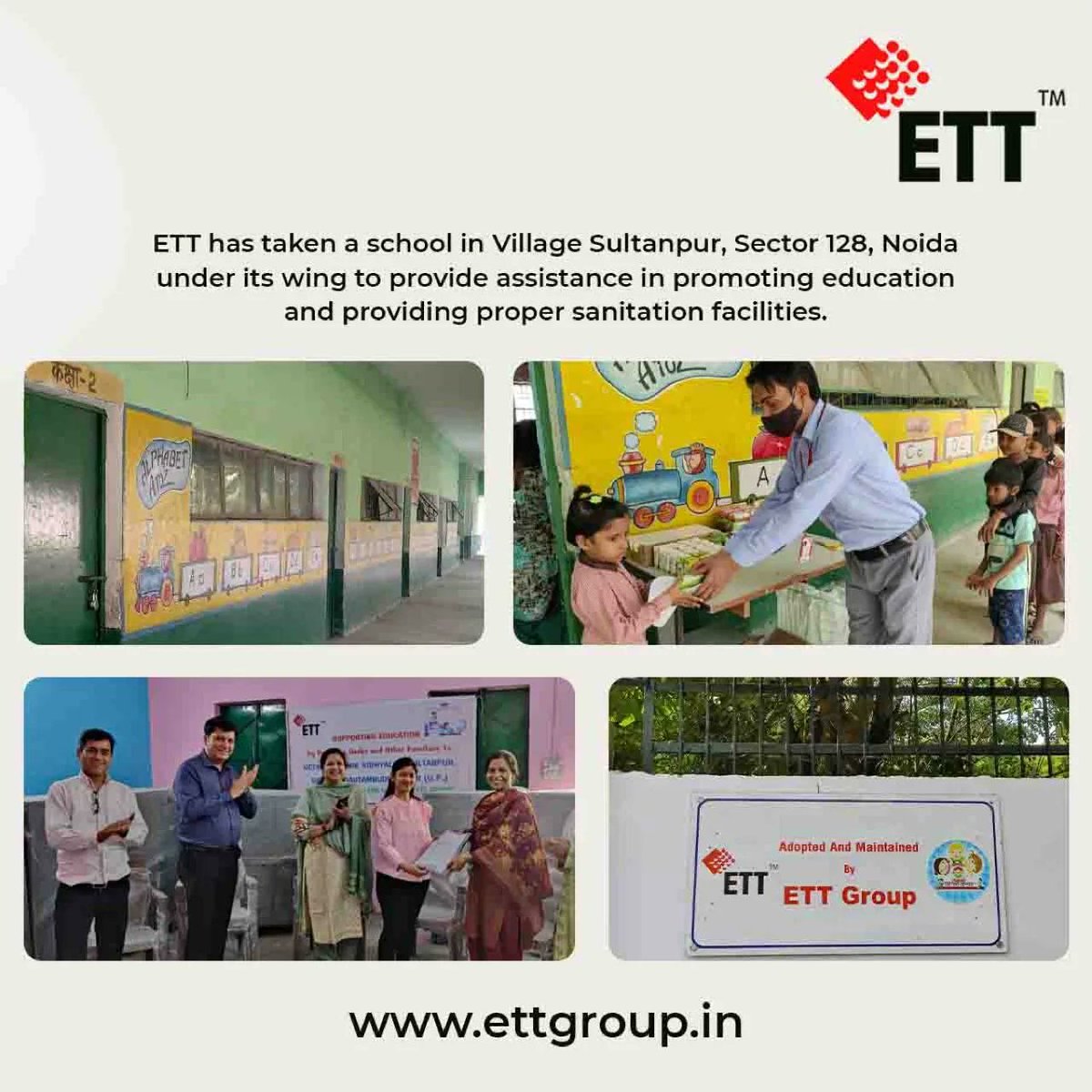 ETTGroupIndia's tweet photo. #CommittedToTheSDGs 
We at ETT are committed to our contribution to #SDG4 

#ETTforEducation

#ETTGroup has taken a government school located at Village Sultanpur, Sector 128, Noida under its wing to provide assistance in promoting education and providing proper sanitation. #SDG https://t.co/kWTSSMcVqV