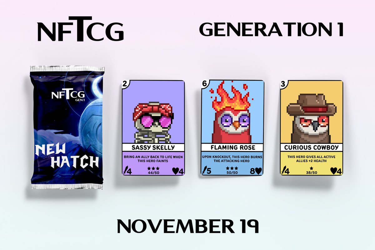 Hey #moonbirds, I am giving away 10 spots to be featured as a card in Generation 1 of my new physical trading card game, NFTCG! Like &amp; retweet this post, and comment a headshot of your bird to enter the contest!

Picking winners in 48 Hours!🃏🎁

But wait, what is NFTCG? 🧵(1/3)