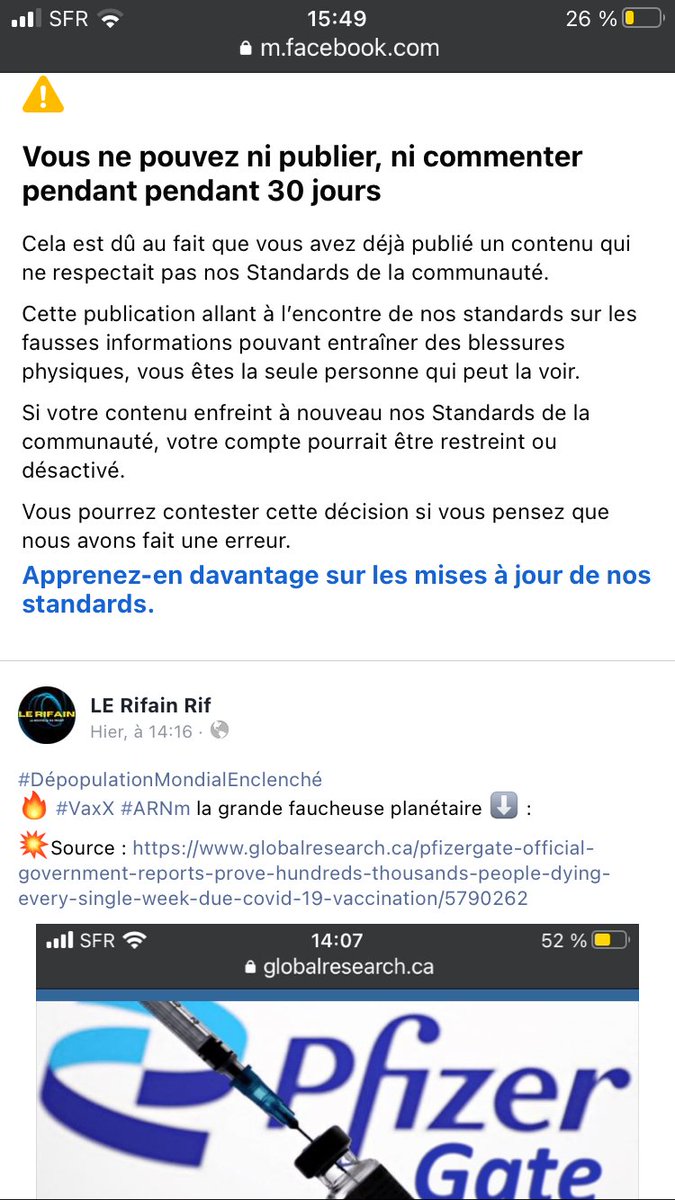 rifain_nouvelle's tweet photo. 🔥 Voilà banni 30 jours par #FaceDeBouc ..
ZuckerMerde si par « malheur » tu te perd dans #Twitter et tu tombe sur mon poste … tiens
🖕😂🖕 https://t.co/JI0M5iUJr0