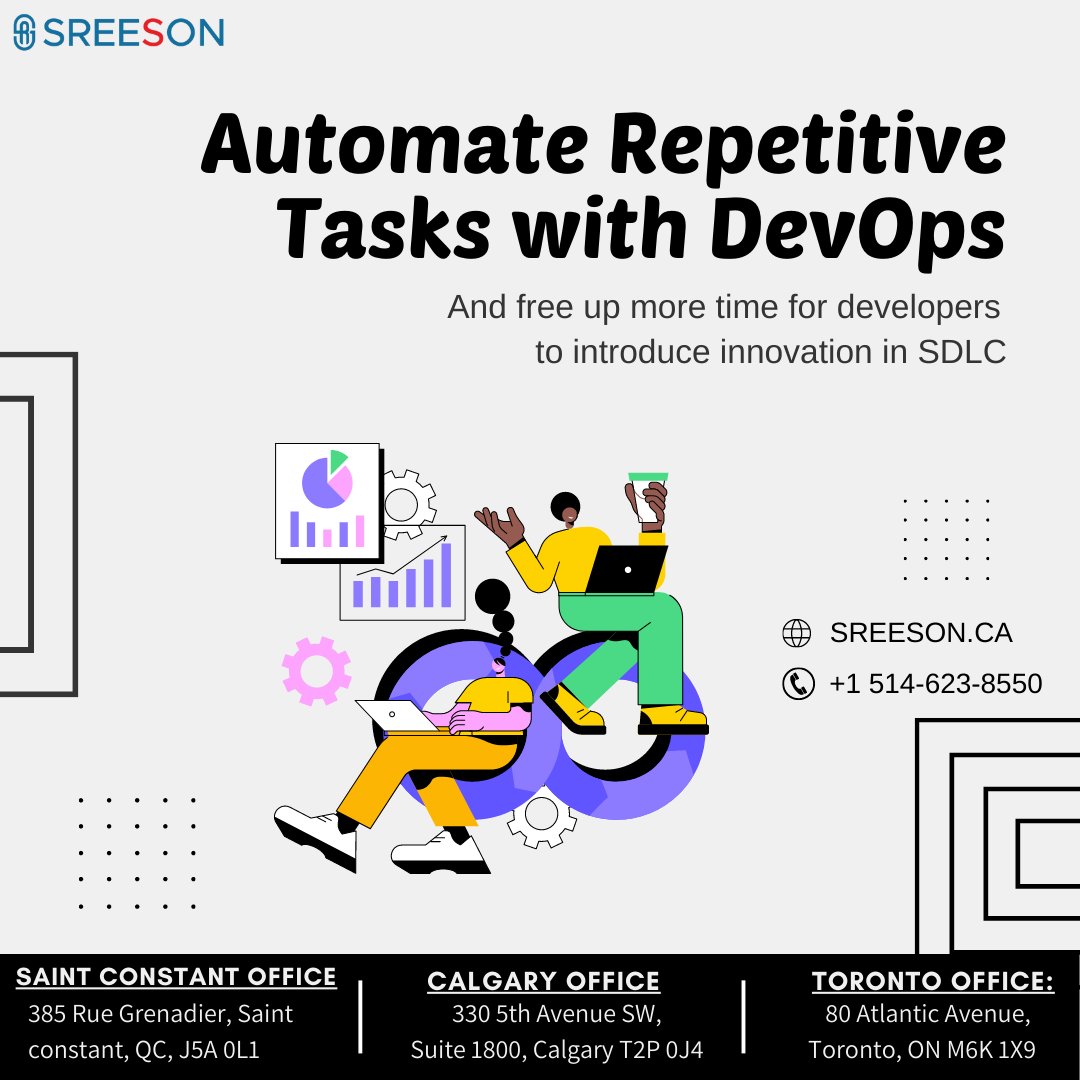 SreesonCanada's tweet image. Use #automation for #repetitivetasks with #DevOps to free up more time for #developers and introduce #innovation in your #softwaredevelopment #lifecycle. Call us to know more!

#cybersecurity #itengineer #softwareengineering #cloudcomputing #nerd #iot #digitaltransformation #sdlc