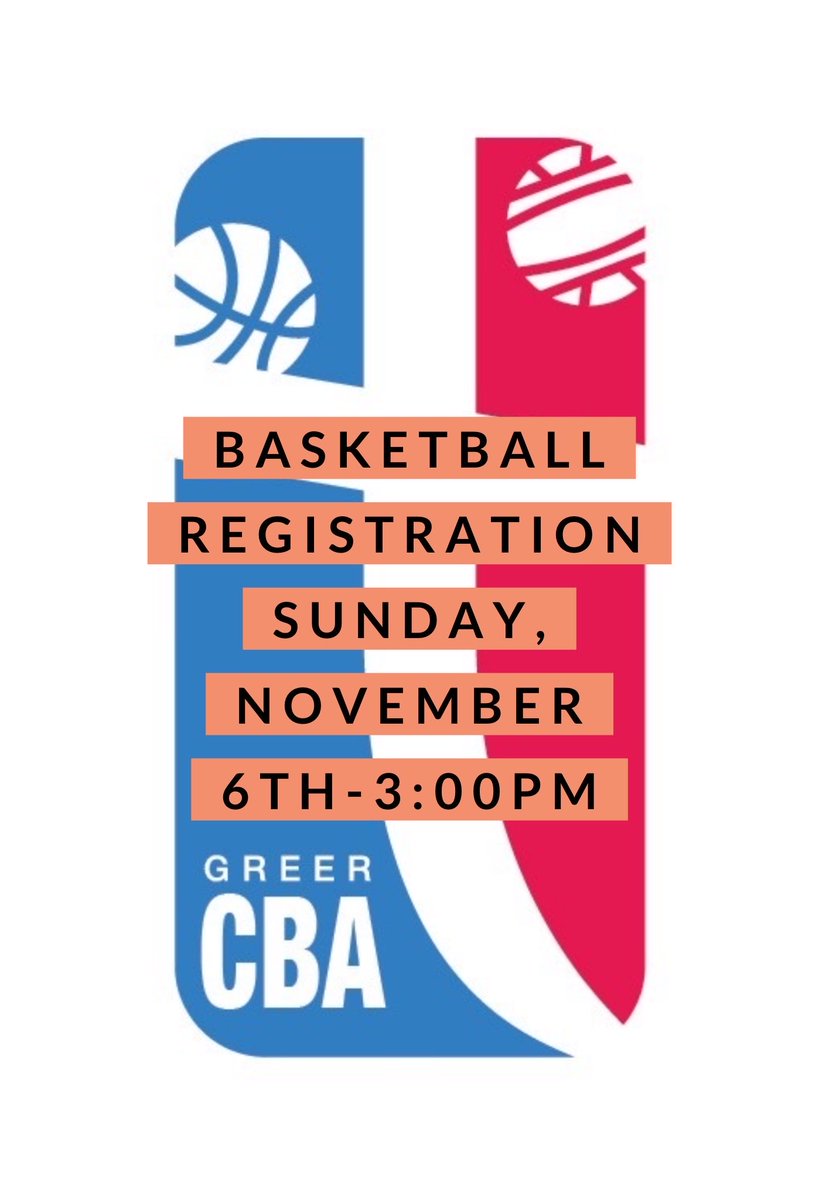 FairviewSports's tweet photo. Registration Sunday, November 6th at 3:00pm @ Memorial Methodist Gym! #greercba https://t.co/01r5qojes1