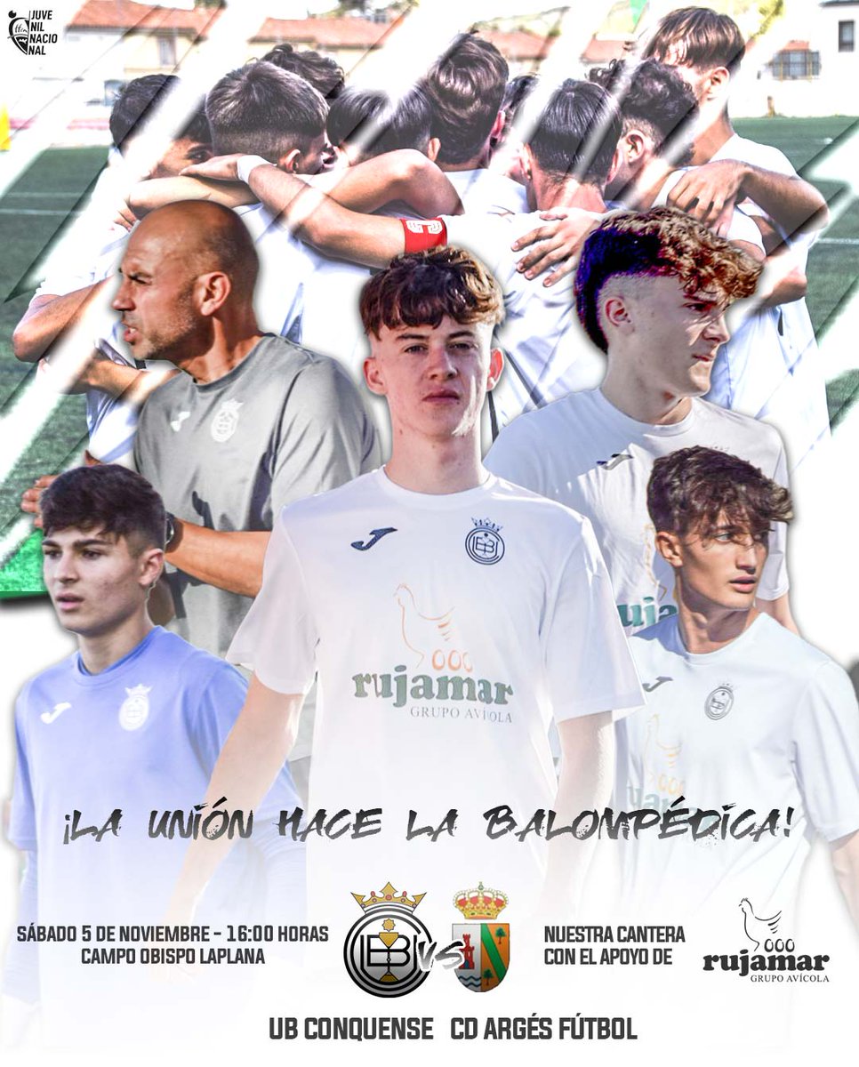 CanteraUBC's tweet photo. Este sábado tenemos un partidazo de nuestro #JuvenilNacional y es hora de hacer más #Unión que nunca 💪🏻💪🏻 

¡Vamos Conquense! ⚪⚫

Cartelazo para este partidazo de @Mario_Gomez13 ¡Nos vemos el sábado en el Obispo Laplana🏟!

#UniónBalompédica
#ConquenseAlé
#CanteraUBC https://t.co/nPeRhChO5Z