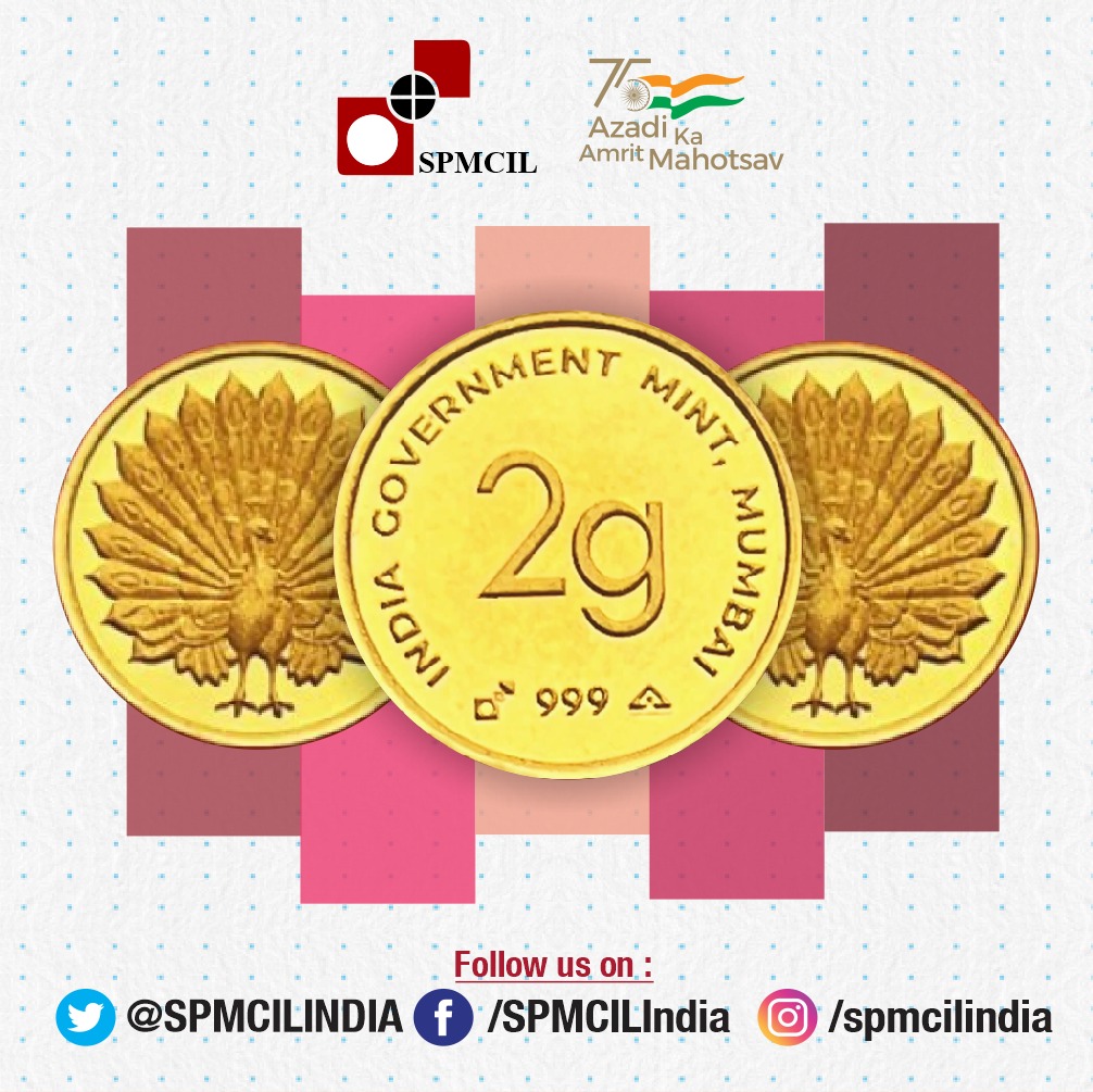 SPMCILINDIA's tweet photo. One can also start small when it comes to investing in gold and reap big returns. Purchase 2 grams of pure gold coins from India Government Mint today- https://t.co/DcRBC0Cbk2
#GoldCoins #IndiaGovernmentMint #DigitalGoldPurchase #GoldIsGoodInvestment https://t.co/8OwseOmQ2l