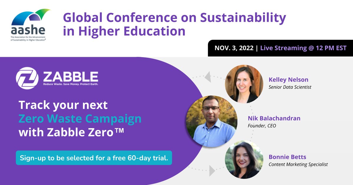 Hey <a href="/AASHENews/">AASHE</a> #GCSHE attendees! Today is the last day &amp; #zabble is offering a chance to win a 60-day free trial of Zabble Zero™! Visit our booth at 12 PM EST to learn more: bit.ly/GCSHEZabbleZoom