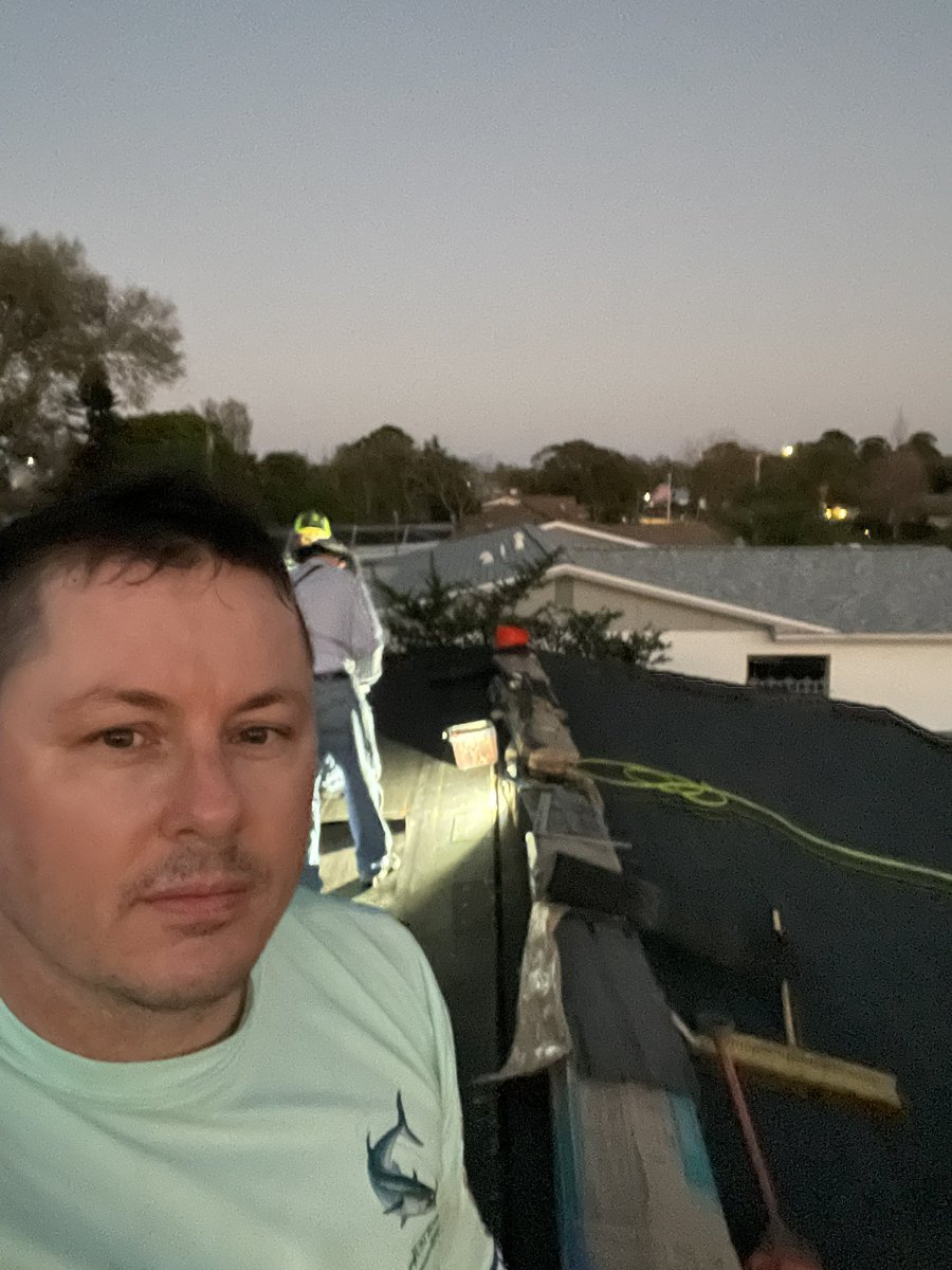 RwoltX's tweet photo. Looking at pics of a roofing job reminded me how privileged we all are in tech. Many of my irl friends do stuff like this for work. It’s brutal in the FL sun 

we are lucky af to get paid to solve problems with code https://t.co/Usu652QQ3M