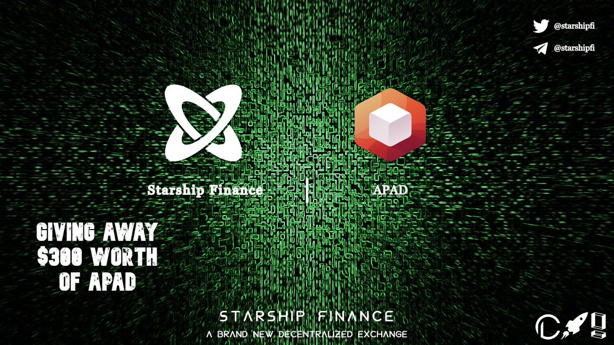 Starshipfi's tweet photo. StarshipFinance x APAD
Giving $300 worth of $APAD 🔥
https://t.co/xFyQ88vkxn

🔔 Follow us
https://t.co/50vwcGAuTB
https://t.co/XM4YKSccjS

#quest3 #starshipfinance #cryptolottery_s #NFTGiveaway #NFT #web3 #BSC #DeFi #PolygonNetwork https://t.co/2zsC2XC7M0