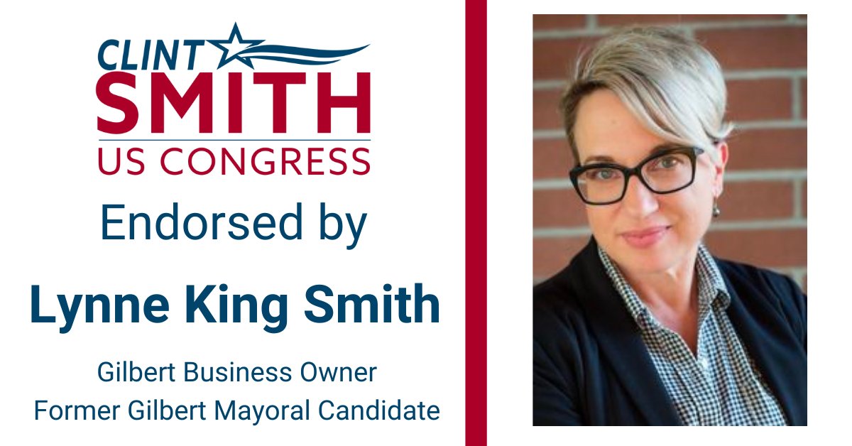 Glad to have the endorsement of <a href="/lynnekingsmith/">Lynne King Smith</a> - READ: "It takes courage to run, especially here where the intimidation tactics and dirty attacks are so common. I'm supporting Clint Smith because he can both win this race and represent our district with integrity in Washington."