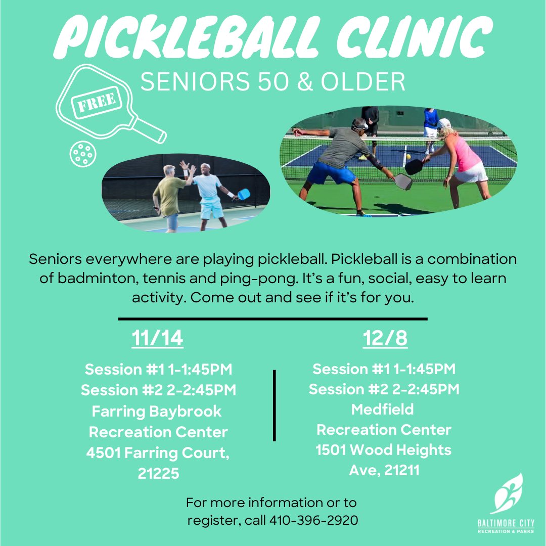 Seniors, looking for a great way to stay in shape? Come out to our FREE Pickleball Clinic and see if it's for you! 🏓 Pickleball is a combination of badminton, tennis and ping-pong. It's a fun, social, easy to learn activity.