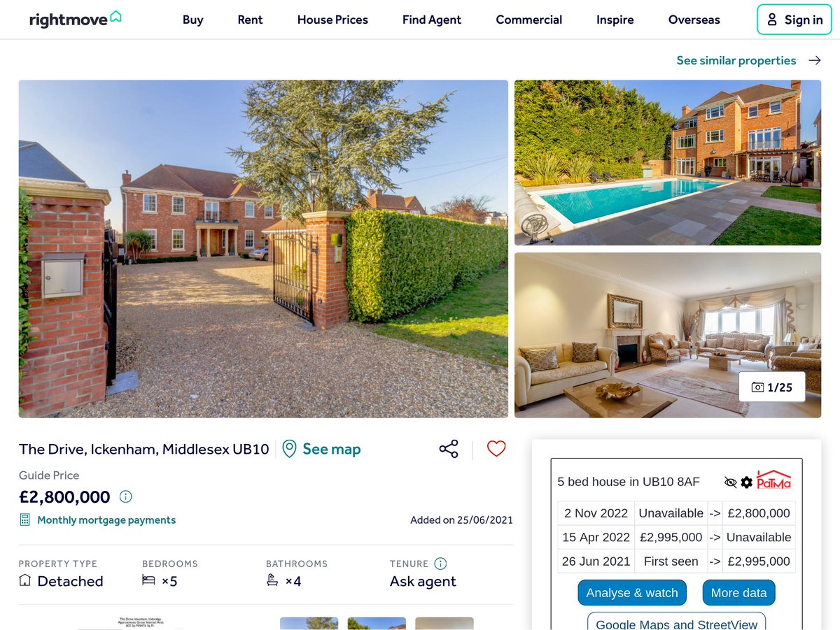 Another high-value fall-through, this one after *6 months*. Back on the market with nearly £200k off the original asking price, and a swimming pool too! bit.ly/3T2ddXH