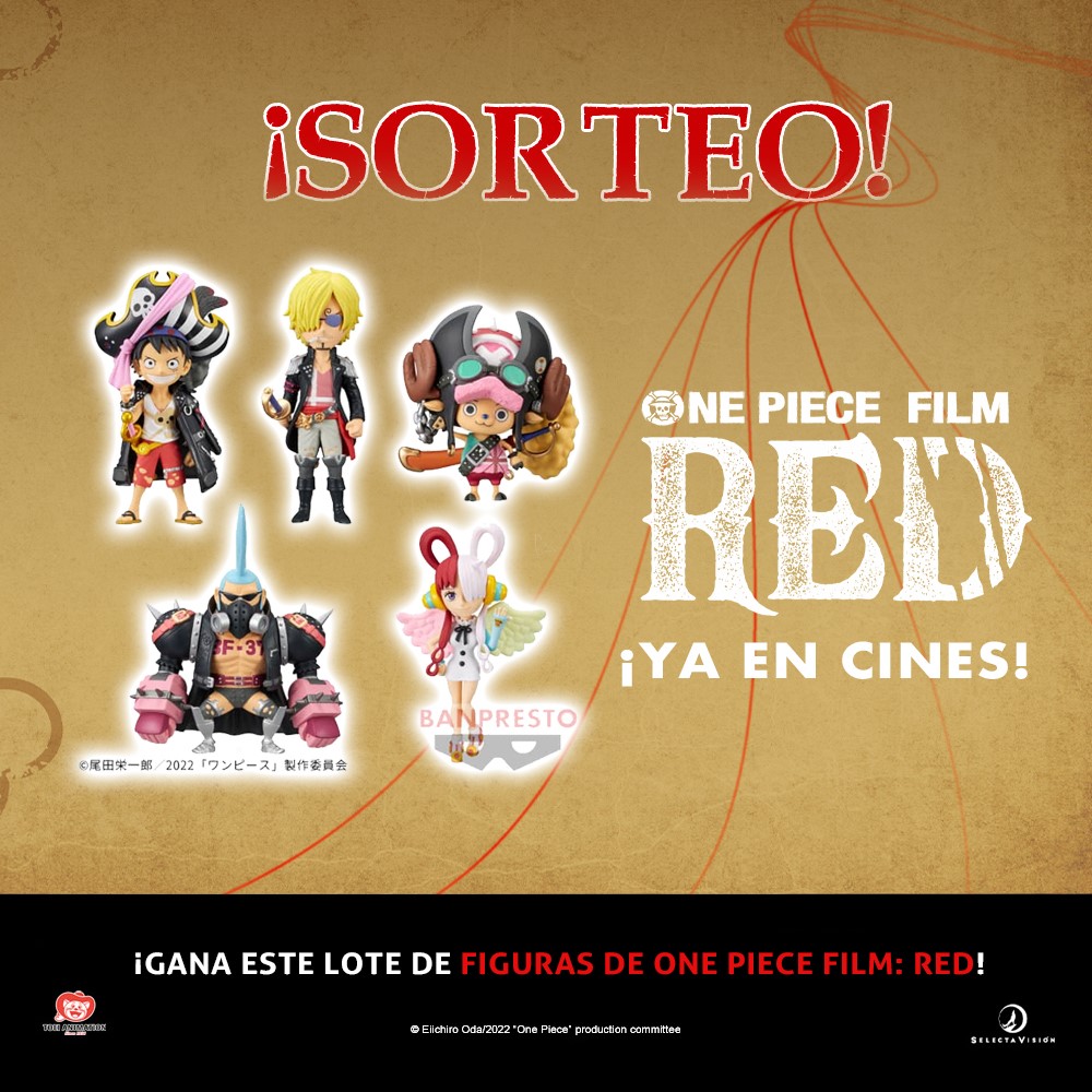 ‼️¡SORTEO DE #OnePieceFilmRedEnCines!

¡Hoy celebramos el estreno en cines #ONEPIECE    FILM: RED sorteando este lote de figuras oficiales de la película!

🔴Síguenos

🔴Like+RT

🔴Coméntanos qué esperas ver en esta película con el hashtag #OnePieceFilmRedEnCines 

¡Suerte!